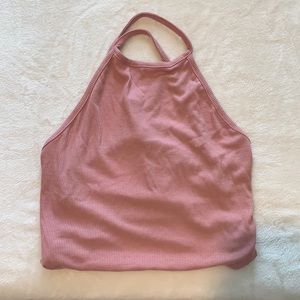 Cropped halter top. Strappy back.